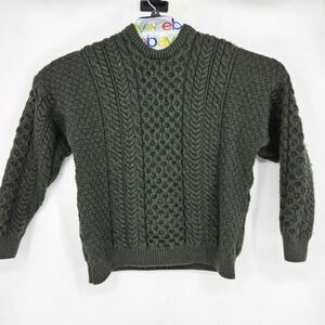 Carraig‎ Donn Sweater Mens XXL Cable Knit Merino Wool Green Long Sleeve Casual